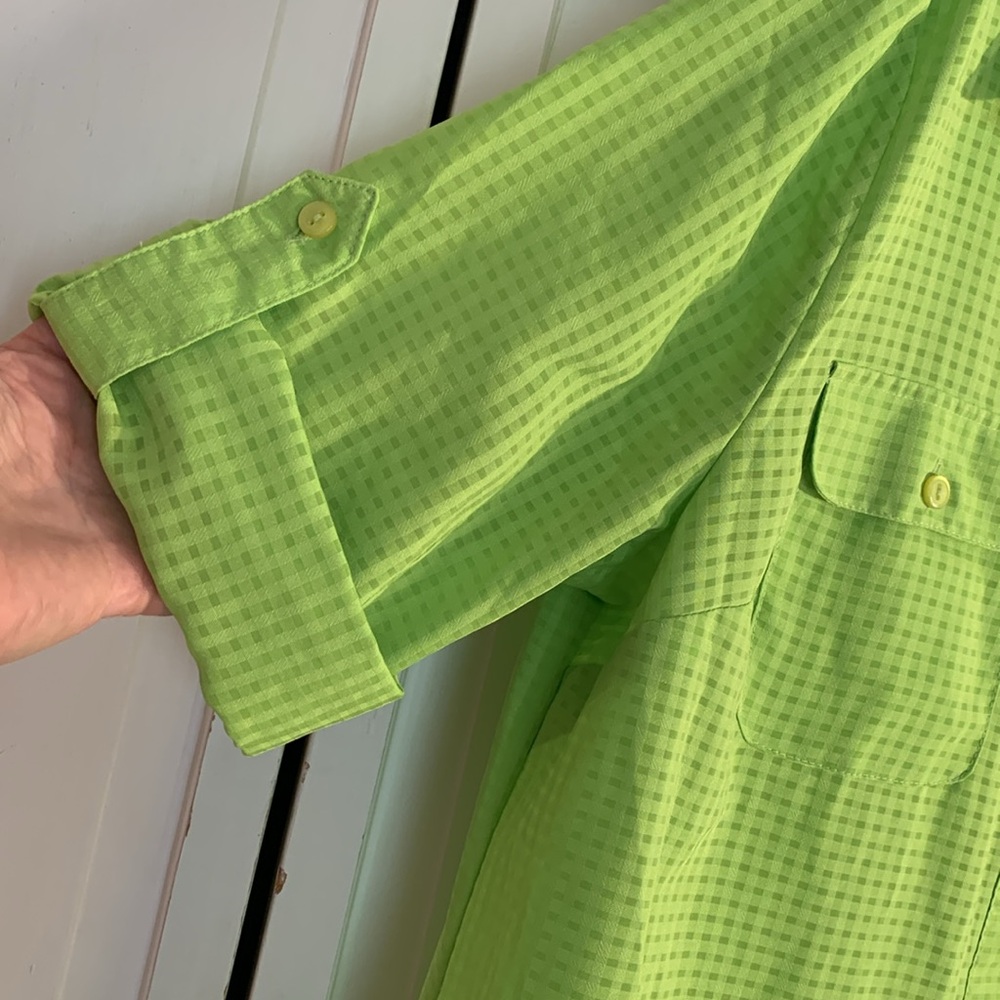 Kim Rogers Large Lime Green 3/4 Sleeve Button-up Shirt EUC - Picture 6 of 7